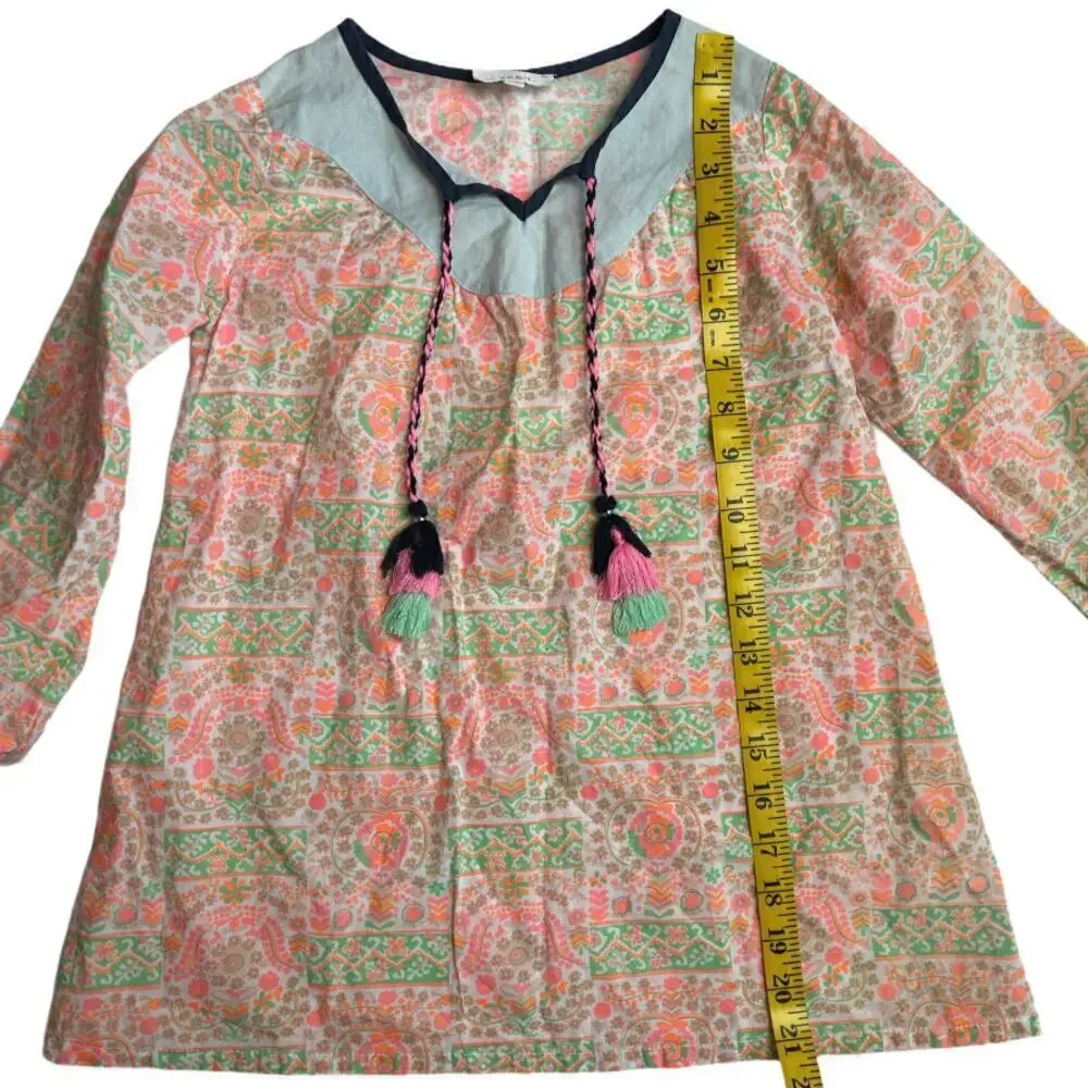 Seed White Pink Multi Girls Tunic With Tassels Size 4-5
